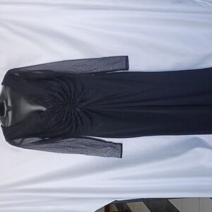 Cassandra Stone Vintage beaded evening formal gown black silver size 14